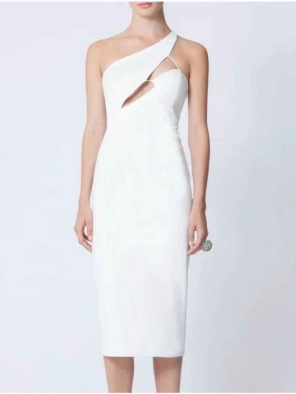 AQ/AQ Pembroke Asymmetrical Cut-Out Midi Sheath Dress
